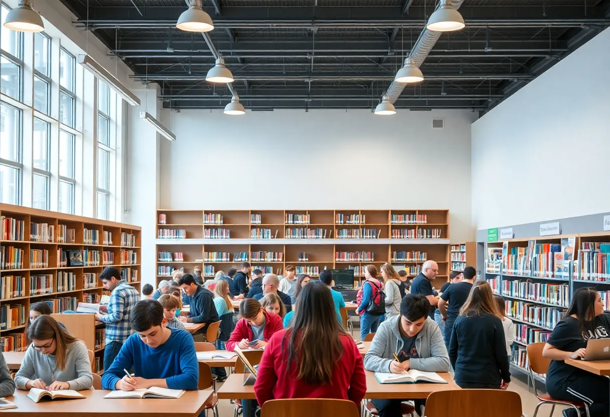 Community members enjoying the library environment in Red Bank