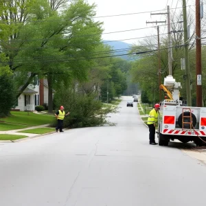 Utility workers restoring power in Signal Mountain area.