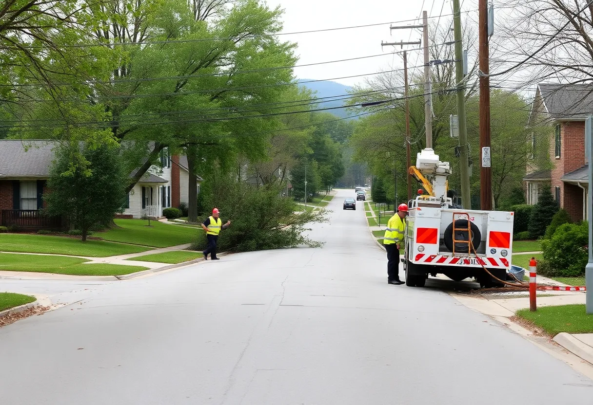 Utility workers restoring power in Signal Mountain area.