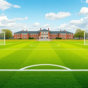 Empty soccer field symbolizing resignation and change