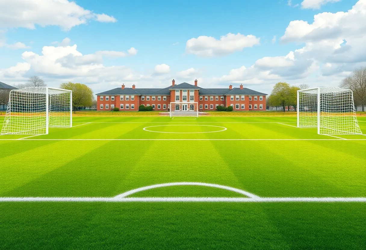 Empty soccer field symbolizing resignation and change