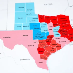 Map of Texas showing proposed congressional district changes.