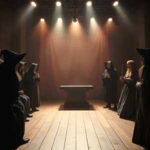 Stage setup for The Crucible at Seed Theatre