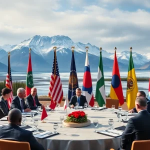 Meeting between Trump and Putin in a scenic Alaskan setting