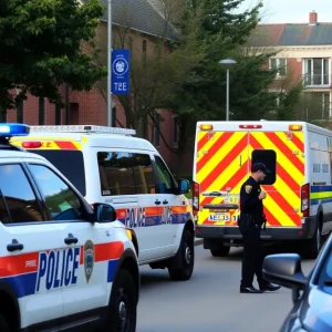 Police on the UTC campus during lockdown