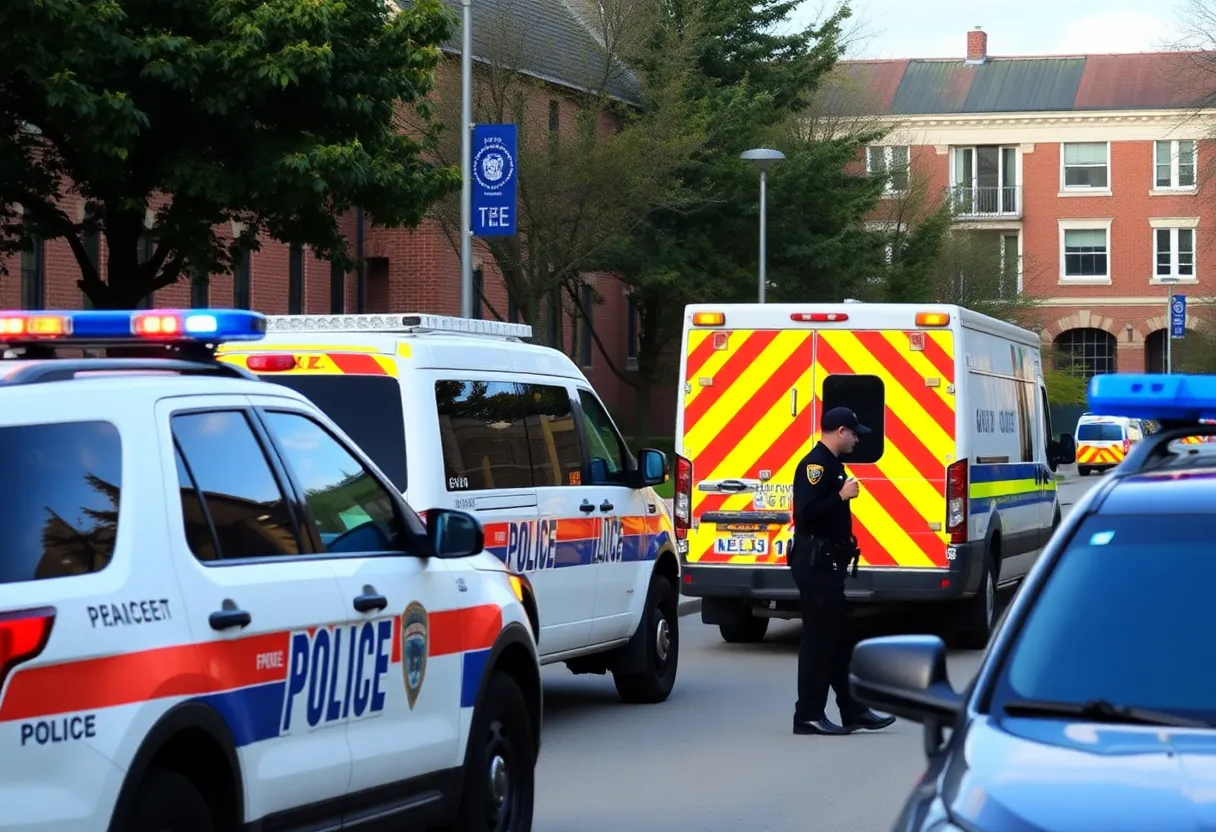 Police on the UTC campus during lockdown