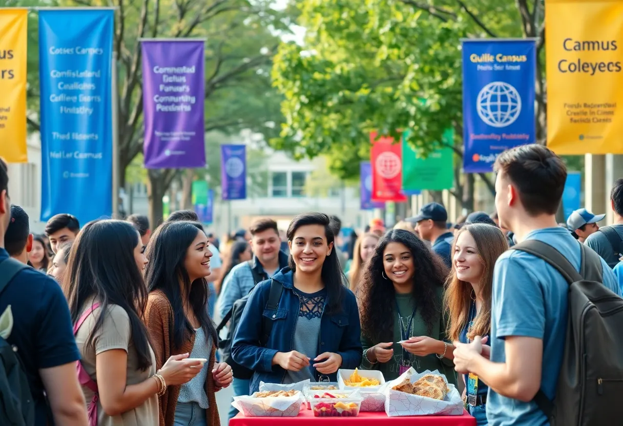 Students engaging at a community food event hosted by campus ministries at UTC