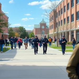 Students evacuating from UTC campus during a lockdown