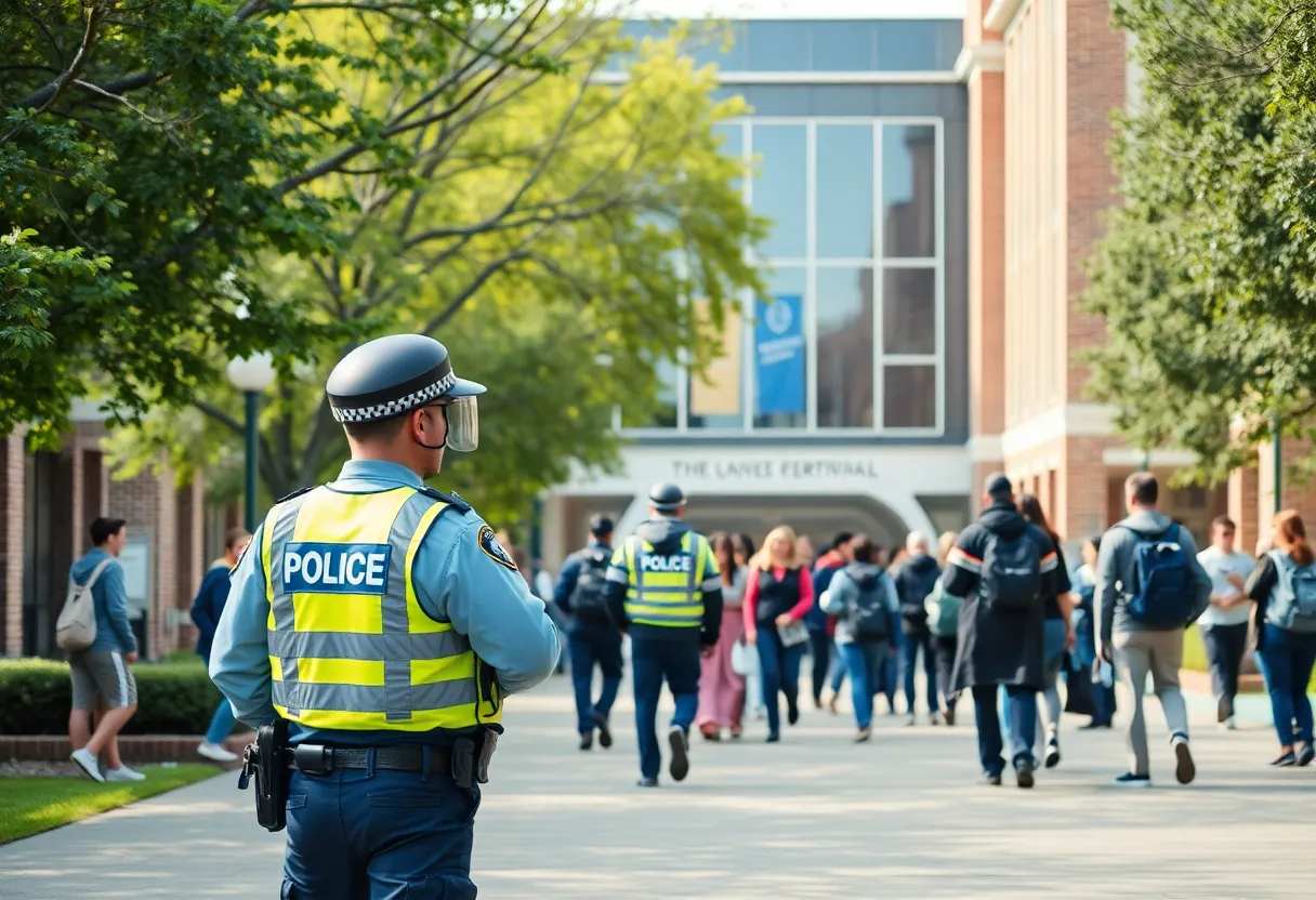 Police responding to an active shooter report on UTC campus