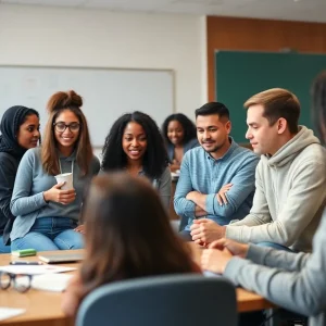 Students participating in mental health training workshop