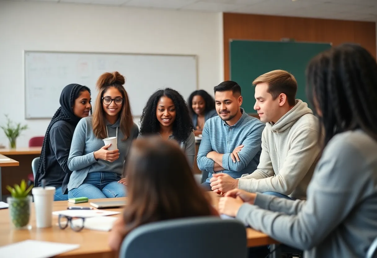 Students participating in mental health training workshop
