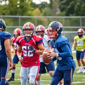 UTC Mocs football team during practice
