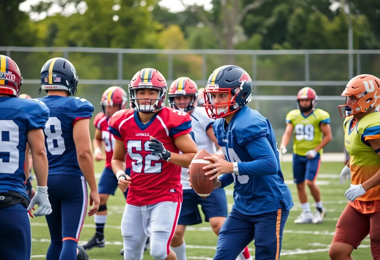 UTC Mocs football team during practice