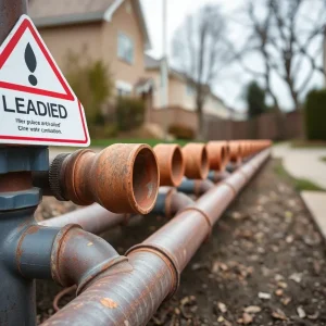 Lead pipes warning sign in Chattanooga neighborhood