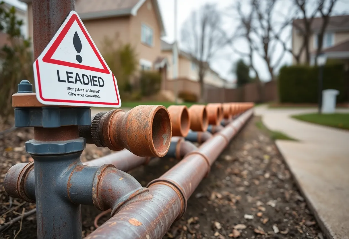 Lead pipes warning sign in Chattanooga neighborhood