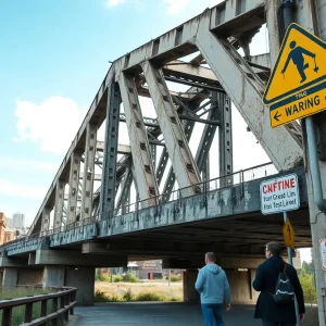 Deteriorating Wilcox Boulevard Bridge with visible cracks