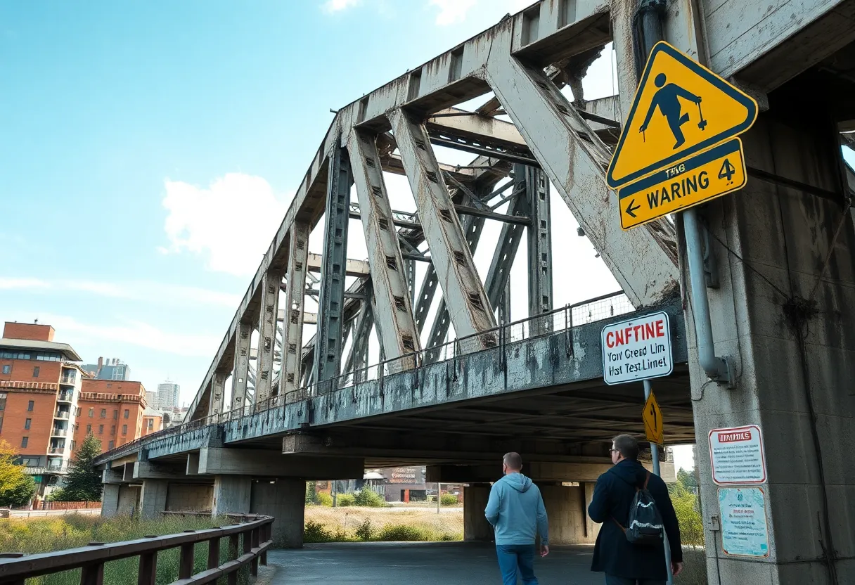 Deteriorating Wilcox Boulevard Bridge with visible cracks