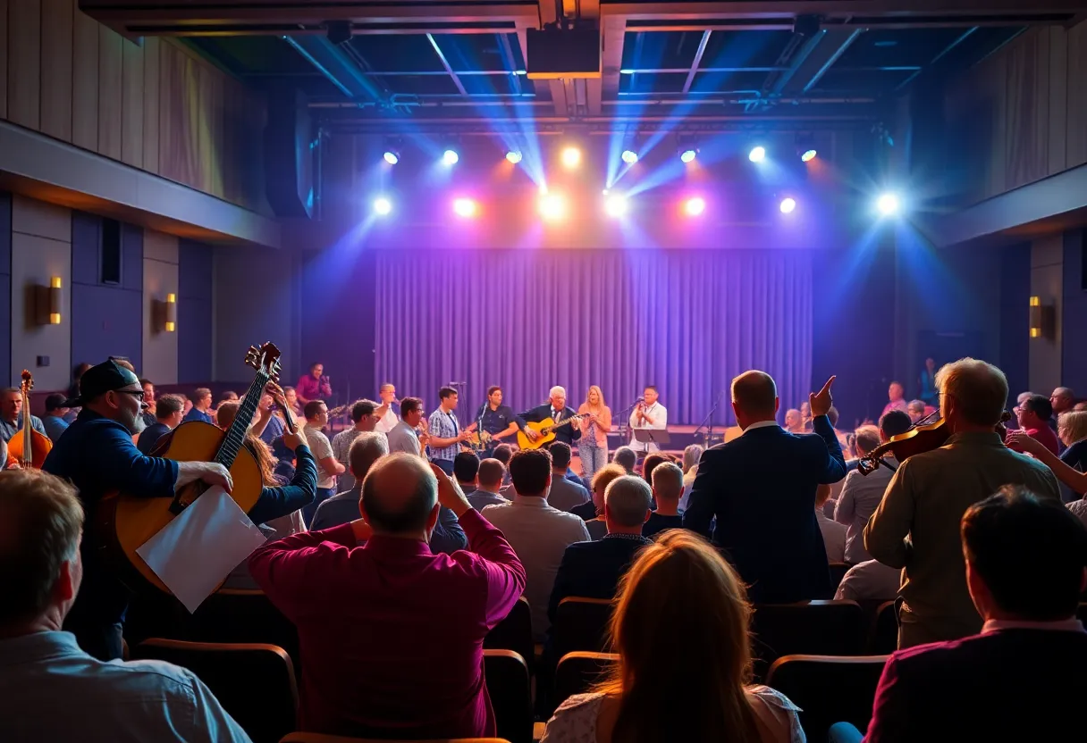 Performers on stage at the bluegrass music awards show in Chattanooga