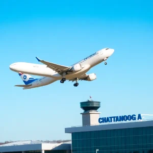 Airplane taking off from Chattanooga Airport