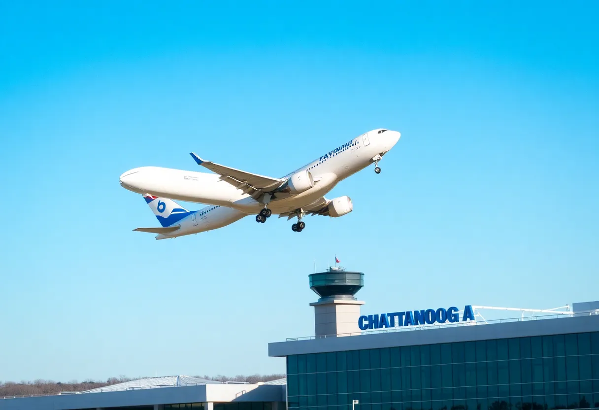 Airplane taking off from Chattanooga Airport