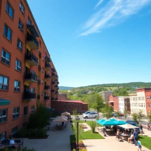 Chattanooga, Tennessee, city view with apartments and outdoor activities