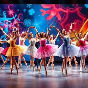 Dancers performing at Chattanooga Ballet with digital backdrops