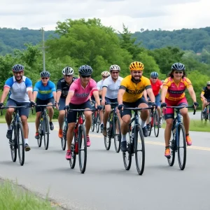 Group of cyclists riding together in Chattanooga