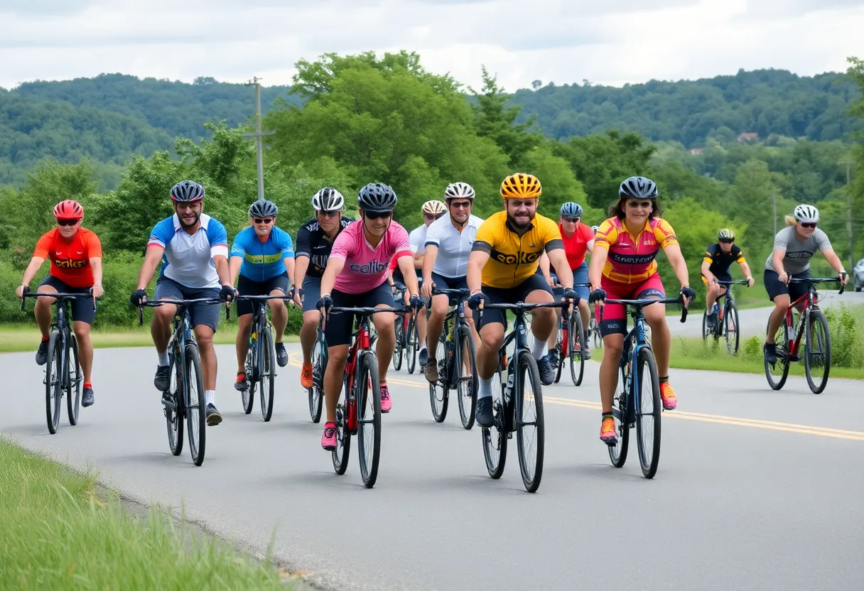 Group of cyclists riding together in Chattanooga