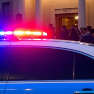 Police car outside a Chattanooga courthouse