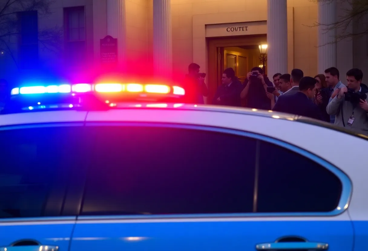Police car outside a Chattanooga courthouse