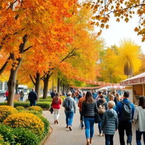 Chattanooga fall festivals with colorful autumn leaves and families enjoying events.