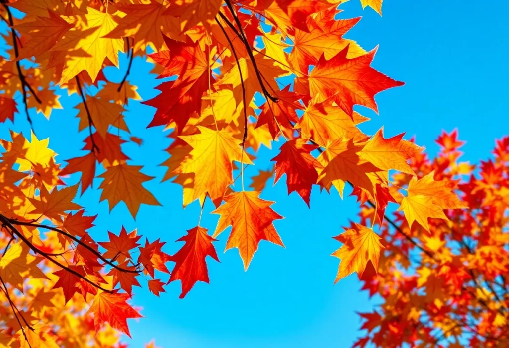 Autumn leaves in Chattanooga displaying vibrant colors