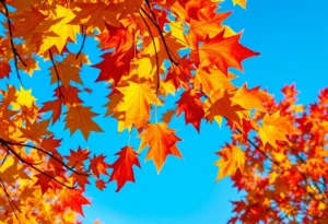 Autumn leaves in Chattanooga displaying vibrant colors