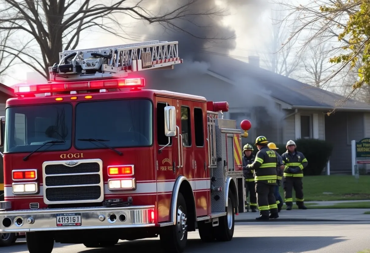 Firefighters from Chattanooga responding to a house fire