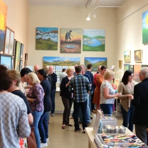 Visitors exploring the First Friday Art Crawl at Northside Gallery