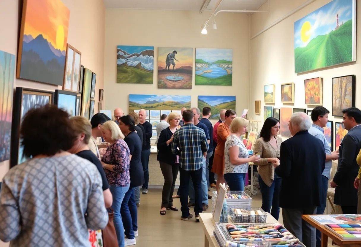 Visitors exploring the First Friday Art Crawl at Northside Gallery