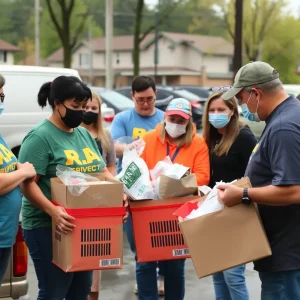 Volunteers collecting donations for flood relief in Chattanooga