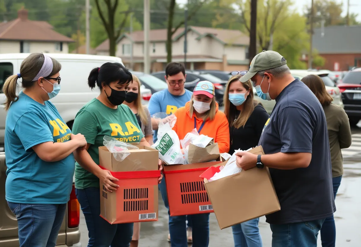 Volunteers collecting donations for flood relief in Chattanooga