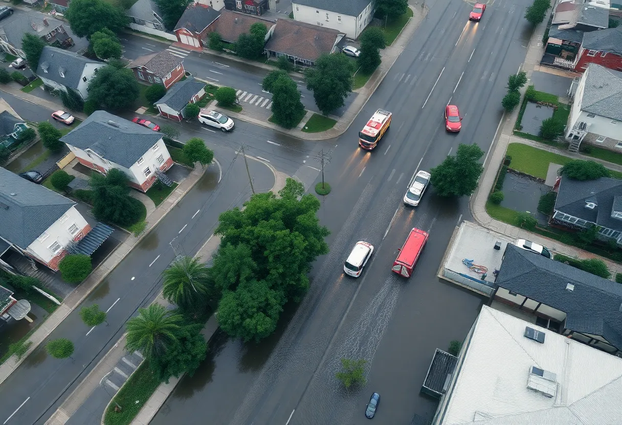 Emergency responders conducting water rescues during Chattanooga flooding