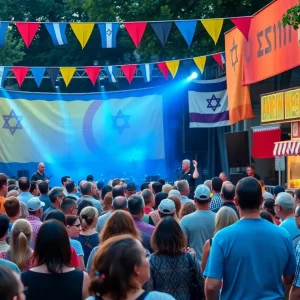 Crowd enjoying a free outdoor concert in Chattanooga