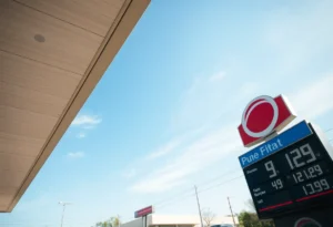 Gasoline station in Chattanooga displaying gas prices
