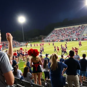 High school football players in action during a game in Chattanooga