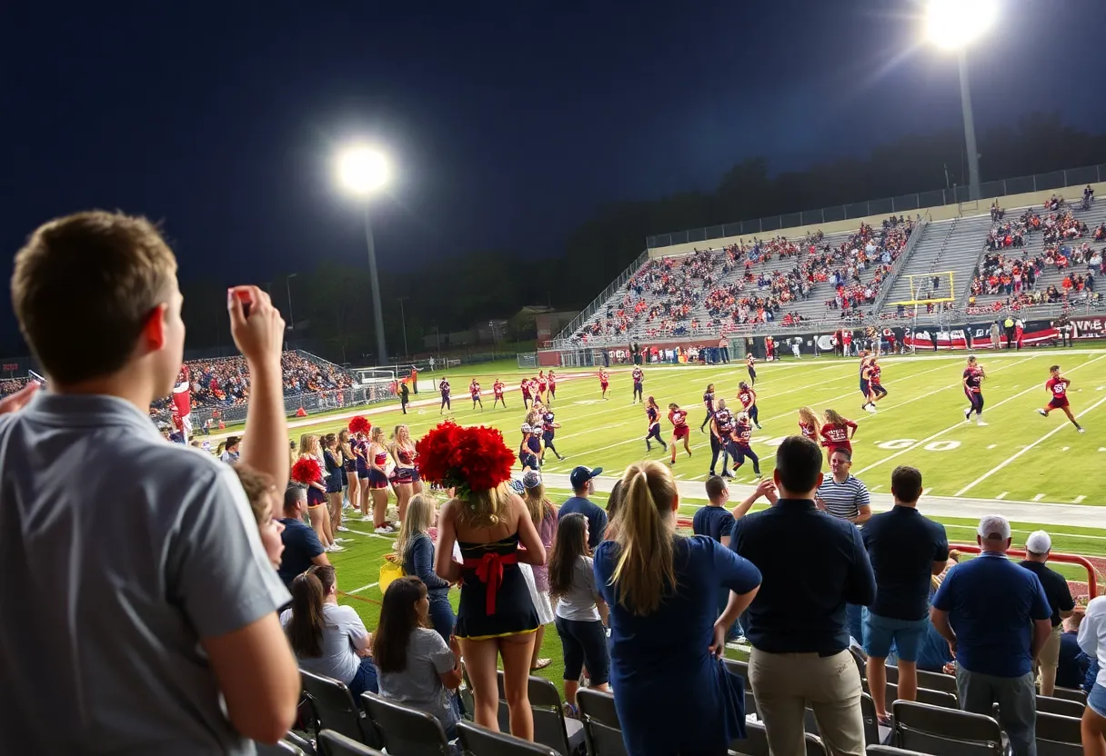 High school football players in action during a game in Chattanooga