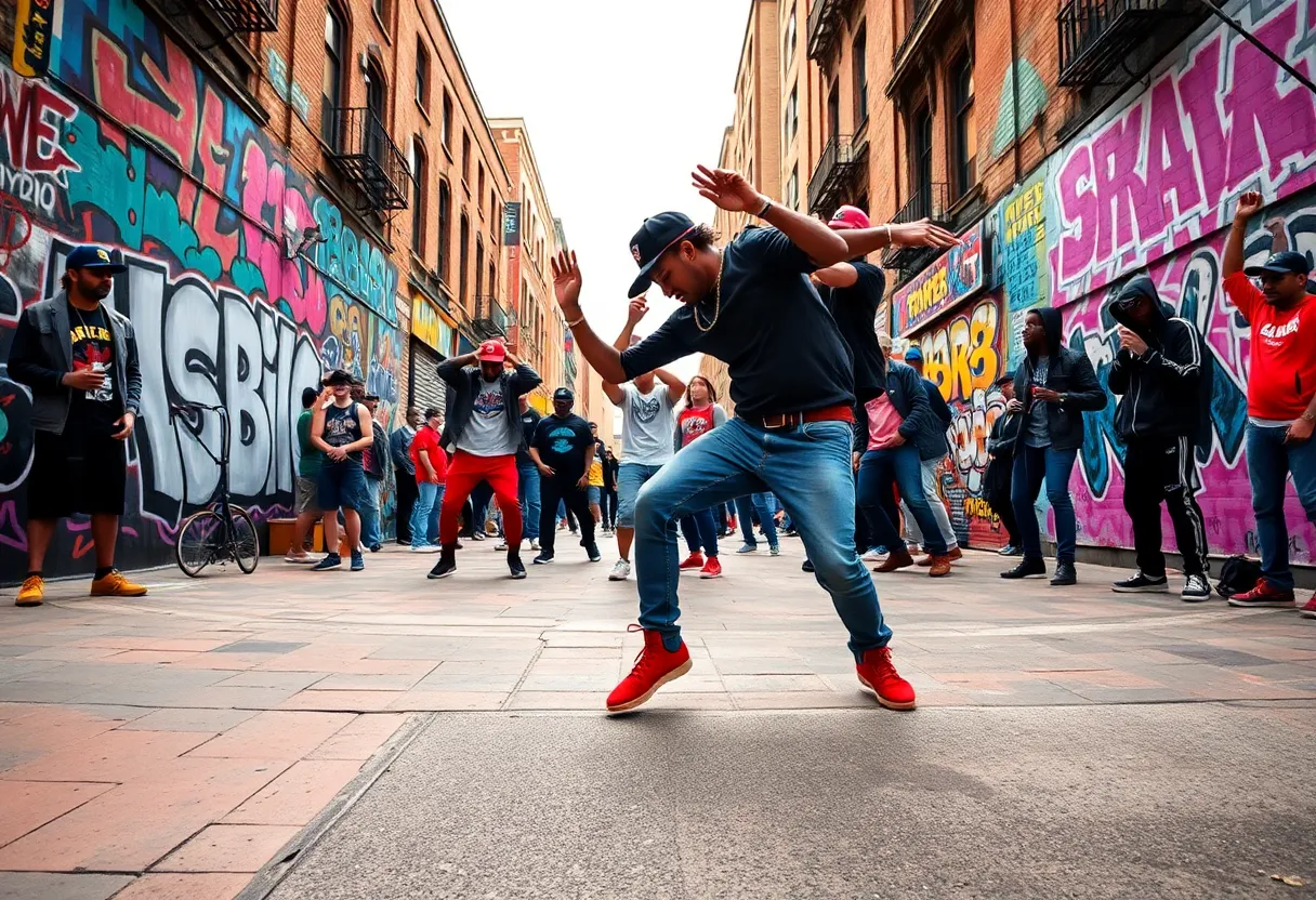 Street scene highlighting hip-hop culture during Chattanooga Hip-Hop Week