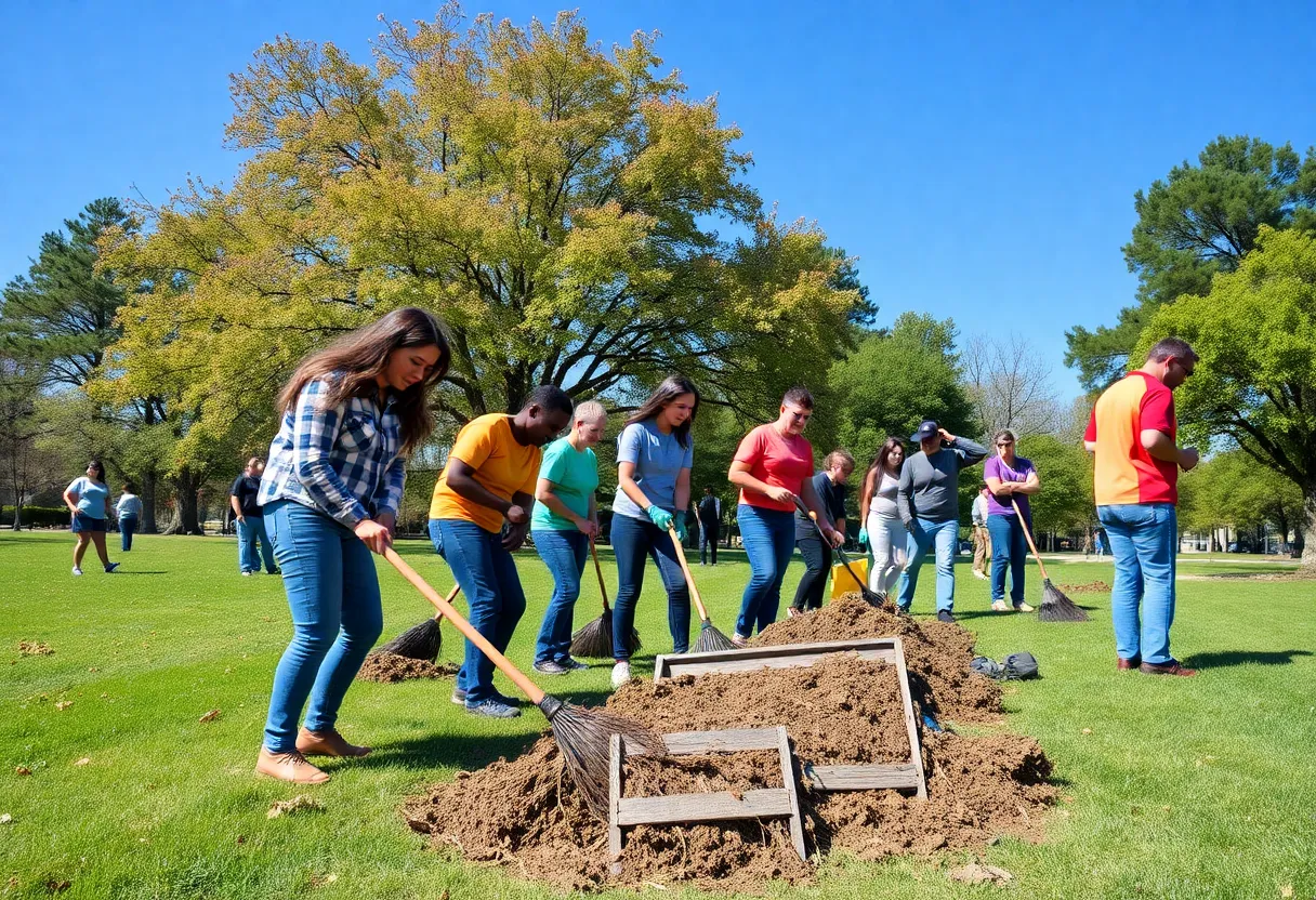 Volunteers cleaning and restoring a public park in Chattanooga
