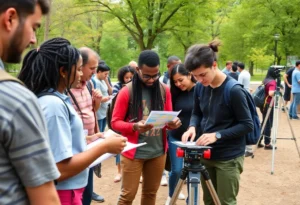 Participants engaging in outdoor mapping activities at the Chattanooga Mapathon.