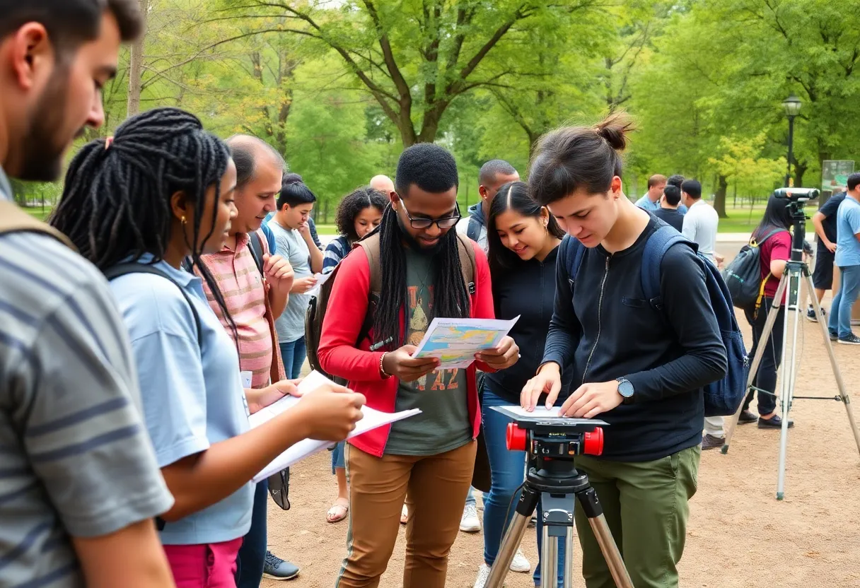 Participants engaging in outdoor mapping activities at the Chattanooga Mapathon.