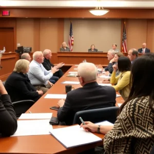 Community members engaged in a planning commission meeting in Chattanooga.