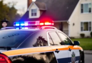 Chattanooga police car flashing lights during a response