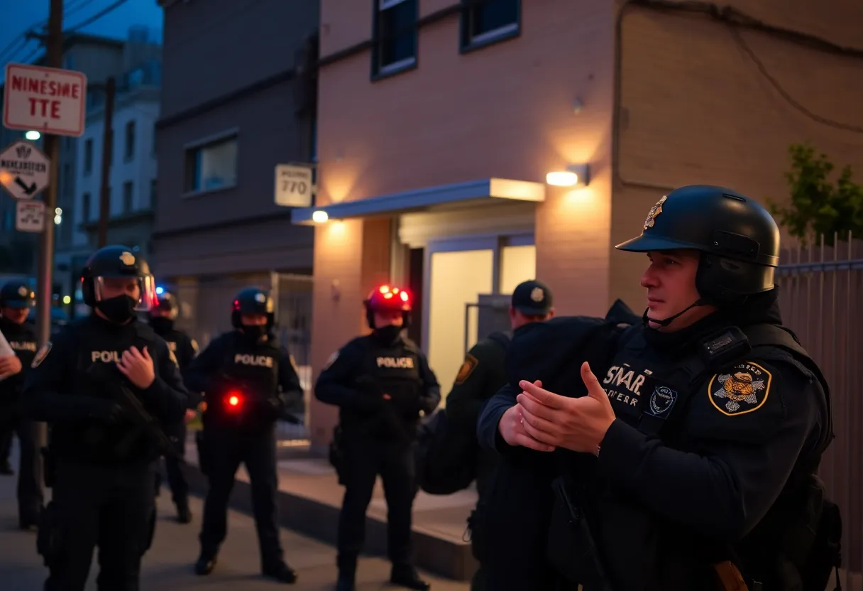 SWAT team surrounding a building during a tense standoff in Chattanooga.